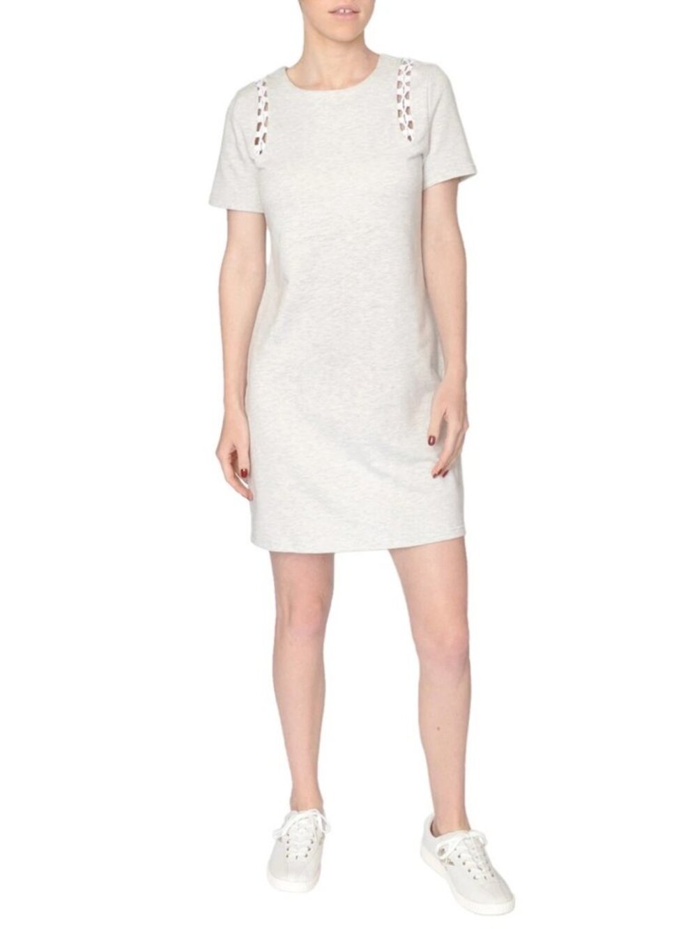 Evidnt Grey Shoulder Detail Jersey Tee Dress